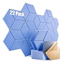 22 Pack Self-Adhesive Acoustic Panels 12" X 10" X 0.4" - Sound Proof Foam Panels with High Density, Y-Lined Design, Flame Resistant, Absorb Noise and Eliminate Echoes(Steel Blue)