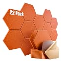22 Pack Self-Adhesive Acoustic Panels 12" X 10" X 0.4" - Sound Proof Foam Panels with High Density, Hexagonal Design, Flame Resistant, Absorb Noise and Eliminate Echoes(Tangerine)