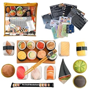 22-piece kitchen play sushi set  realistic fabric japanese cuisine toy collection for kidssoft sushi rolls nigiri amp accessorieskitchen role play cooking set