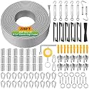 220 FT 1/8" Wire Rope Kit, 304 Stainless Steel Cable with M5 Turnbuckles for Cables Wire, Vinyl Coated String Lights Hanging Wires for Outdoor Camping, Trellis, Garden, Clothes line, Curtain, Festival