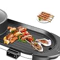 2200W Electric Grill and Hot Pot Combo, 2 in 1 Indoor Non-Stick Electric Pot and Griddle for Korean BBQ, Shabu Hotpot Korean BBQ Grill for Simmer,Separate Dual Temperature Contral