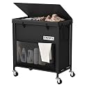 220L Laundry Hamper with Lid, Heavy Duty Laundry Basket with Wheels, Large Capacity Dirty Clothes Hamper with Thick Iron Frame &amp; Removable Bag, Rolling Laundry Hampers for Bathroom Bedroom Aesthetic