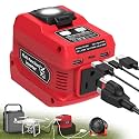 220W Power Inverter Compatible with Milwaukee 18V Battery, DC 18V to AC 110V Battery Inverter, Power Station Generator with 1 AC Outlet, 2 USB Ports & 1 Type-C Fast Charging, 400LM LED Work Light