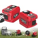 220W Power Inverter Compatible with Milwaukee 18V Battery, DC 18V to AC 110V Portable Power Station Generator with 1 AC Outlet, 2 USB Ports &amp; 1 Type-C Fast Charging, 400LM LED Work Light (2-Pack)