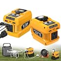 220W Power Inverter Compatible with Dewalt 20V Battery, DC 20V to AC 110V Portable Power Station Generator with 1 AC Outlet, 2 USB Ports & 1 Type-C Fast Charging, 400LM LED Work Light (2-Pack)