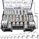 222PCS 304 Stainless Steel Hose Clamps Assortment Kit,Metal Adjustable 1/4"-2-3/4"(6-70mm) Worm Gear Hose Clamp Small Hose Clamps for Automotive,Radiator Pipe,Plumbing,Fuel Line