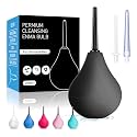224ML Douche Enema kit Silicone, Reusable Enema for Constipation Cleaner for Men Women(Black)