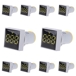 22mm square voltmeter ac 60-500v volt meter panel led digital voltage indicator light 10pcs yellow