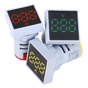 22mm square voltmeter ac 60-500v volt meter panel led digital voltage indicator light ryg