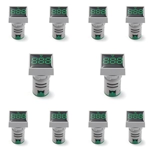 22mm square voltmeter ac 60-500v volt meter panel led digital voltage indicator light 10pcs green