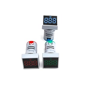 22mm square voltmeter ac 60-500v volt meter panel led digital voltage indicator light 2pcs blue