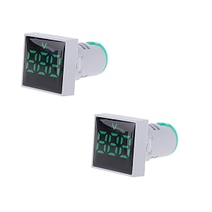 22mm square voltmeter ac 60-500v volt meter panel led digital voltage indicator light 2pcs green