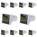 22mm Square Voltmeter AC 60-500V Volt Meter Panel LED Digital Voltage Indicator Light (10pcs Yellow)