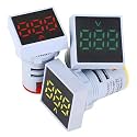 22mm Square Voltmeter AC 60-500V Volt Meter Panel LED Digital Voltage Indicator Light (RYG)