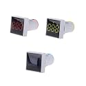 22mm Square Voltmeter AC 60-500V Volt Meter Panel LED Digital Voltage Indicator Light (2pcs Blue)