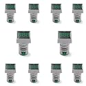 22mm Square Voltmeter AC 60-500V Volt Meter Panel LED Digital Voltage Indicator Light (10pcs Green)