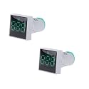 22mm Square Voltmeter AC 60-500V Volt Meter Panel LED Digital Voltage Indicator Light (2pcs Green)