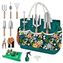 22Pcs Gardening Tools Set for Women Heavy Duty Garden Hand Tools Kit Birthday Gifts for Mom Wife Grandma Beginner Gardening Accessories with Tote Bag/Shovels/Repotting Mat/Plant Labels/Gloves