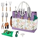 22Pcs Gardening Tools Set for Women Heavy Duty Garden Hand Tool Kit,Birthday Gifts for Mom Wife Grandma Beginner Gardening Accessories with Large Tote Bag/Shovel/Repotting Mat/Plant Labels/Gloves