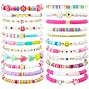 22Pcs Preppy Friendship Bracelets for Women Hearts Stars Charms Preppy Bracelets Gifts Spring Colorful Clay Bead Surfer Heishi Bracelets Stackable Y2K Boho String Bracelets Summer Jewelry