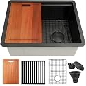 23"X18" Black Undermount Stainless Steel Kitchen Sink Offset Drain