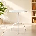 23.6" Premium Steel Patio Dining Table Round Backyard Bistro Table Indoor-Outdoor Furniture Garden Table, Modern Cafe Bar Table, 29.5" Tall