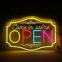 23.6"x15.9" Large Size Open Neon Signs for Business，Come in We're Open Neon Lighs for Party Bar Salon Stores Hotel Wall Decor