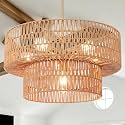 23.62" 6-Light Boho Chandelier Rattan Light Fixture Hand Woven Farmhouse Chandelier for Dining Room Ceiling Hanging Pendant Light for Kitchen Island Lighting