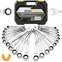 GRENPRO 23PCS Ratcheting Wrench Set Metric &amp; SAE Combination Open End