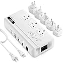 230W Voltage Converter 220V to 110V for Hair Straightener/Curling Iron, Travel Plug Adapter for EU/UK/AU/US/in/IT Power Converter Adapter Combo