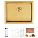 23in Gold Undermount Kitchen Sink: Stainless Steel Single Bowl Workstation