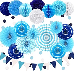 23Pcs Blue Birthday Party Decorations for Boys