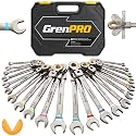 GRENPRO 23PC Flex Head Ratcheting Wrench Set Metric&amp;SAE OpenEnd Combination