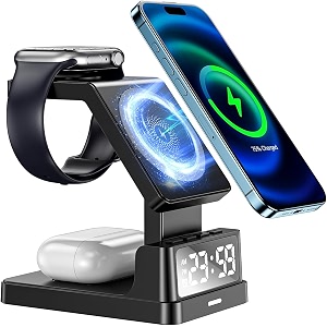 wireless charger 4 in 1 wireless charger with clock-black