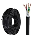 24/22/20/18 Gauge Twisted Cable, 4-Core Shielded Signal &amp; Communication PVC Jacket Control Cable, Flexible Power Line for Security, Audio, and Industrial Applications(65FT,24AWG)