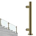 24 28 32 36 40 44 48 in Height Glass Stair Railing Handrail, Glass Balustrade Post for Balcony Barriers, Stainless Steel Railing Fence Pole Handrail Fencing(C-Edge,Height 48in/120cm)