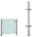 24 28 32 36 40 44 48 in Height Glass Stair Railing Handrail, Glass Balustrade Post for Balcony Barriers, Stainless Steel Railing Fence Pole Handrail Fencing(A-Corner,Height 48in/120cm)