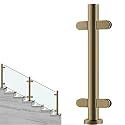 24 28 32 36 40 44 48 in Height Glass Stair Railing Handrail, Glass Balustrade Post for Balcony Barriers, Stainless Steel Railing Fence Pole Handrail Fencing(C-MID,Height 24in/60cm)