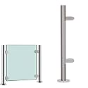 24 28 32 36 40 44 48 in Height Glass Stair Railing Handrail, Glass Balustrade Post for Balcony Barriers, Stainless Steel Railing Fence Pole Handrail Fencing(A-Edge,Height 48in/120cm)