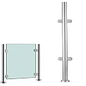 24 28 32 36 40 44 48 in Height Glass Stair Railing Handrail, Glass Balustrade Post for Balcony Barriers, Stainless Steel Railing Fence Pole Handrail Fencing(A-MID,Height 48in/120cm)