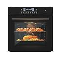 24" Built-in Single Wall Oven, 2.5 Cu.Ft (70L) Capacity - Electric Oven with Steam Bake, Air Fry &amp; 3D Convection, Touch Controls, Timer, Safety Lock, Triple-Layer Glass Door, 3000W 240V, Black