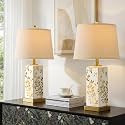 24" Chinoiserie Lamps Set of 2, Ceramic Table Lamps for Bedside