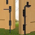 12" Heavy Duty Cane Bolt Gate Drop Rod -Vinyl Fence Gate Drop Rod, Gate Stopper & Gate Anchor for Wood/PVC/Metal Fences, Double/Wrought Iron Doors, Black Finish, 2 Pack