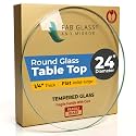 24" Inch Round Glass Table Top 1/4" Thick Flat Polish Edge Tempered by Fab Glass and Mirror