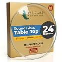 24" Inch Round Glass Table Top 1/4" Thick Tempered Beveled Edge by Fab Glass and Mirror
