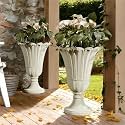 24" Tall Urn Planters for Outdoor Plants, Urns and Pedestal, Beige