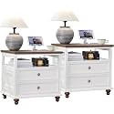 Joaxswe 24" Wide Farmhouse Night Stand Set of 2,Large End Table with 2 Drawers &amp; Metal Handle,White Wood Dresser for Bedroom, Bed Side Table Chest of Drawers Cabinet, Nightstand for Living Room,Closet