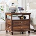 Joaxswe 24" Wide Farmhouse Night Stand,Large End Table with 2 Drawers &amp; Metal Handle,Wood Dresser for Bedroom, Brown Bed Side Table Chest of Drawers Cabinet,Nightstand for Living Room,Closet