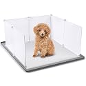 24" x 24" Dog Litter Box with High Walls Silicone Pee Pad Holder Tray with Pee Splash Guard No Spill Potty Pad Holder High Edge small Dog Toilet with 10 Holder Clamps for Puppy Potty Training