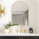 Gold Arched Mirror 24x32in, Metal Framed Bathroom Vanity Wall